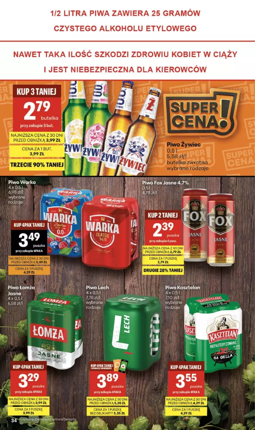 Gazetka promocyjna Delikatesy Centrum - Franczyza DC33 Czwartek - ważna 13.08 do 19.08.2026 - strona 34 - produkty: Gra, Kasztelan, Piec, Piwa, Piwo, Rum, Warka