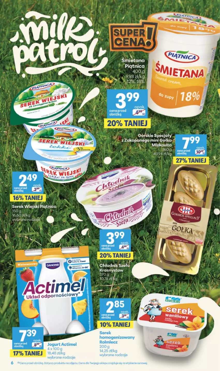 Gazetka promocyjna Delikatesy Centrum - Franczyza DC33 Czwartek - ważna 13.08 do 19.08.2026 - strona 6 - produkty: Actimel, Jogurt, Miecz, Mleko, Mlekovita, Piątnica, Ser, Serek, Serek homogenizowany