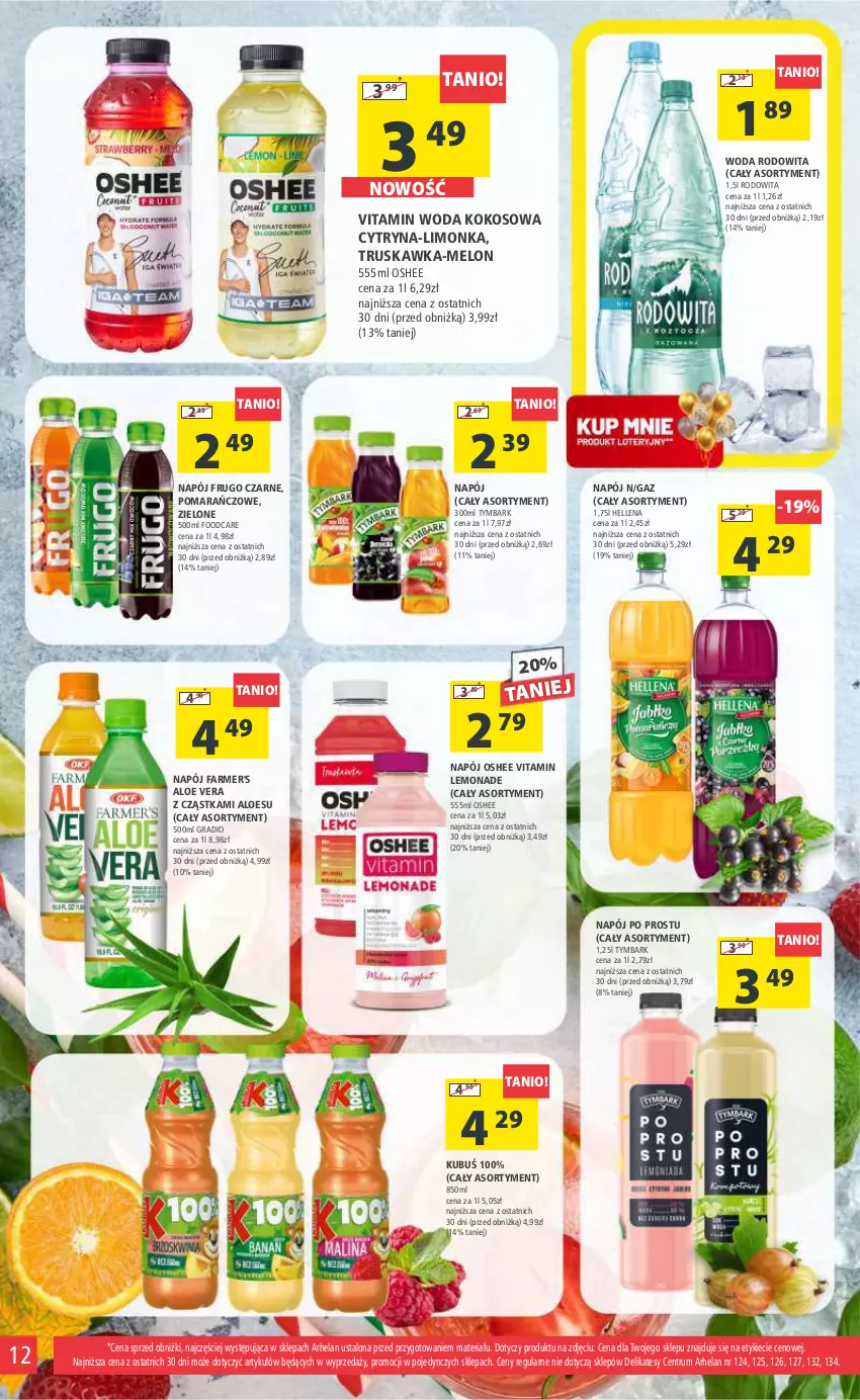 Gazetka promocyjna Arhelan - Gazetka - ważna 20.10 do 31.10.2023 - strona 12 - produkty: Aloe vera, Fa, Gra, Hellena, Kokos, Kubuś, Limonka, Melon, Napój, Oshee, Rum, Tymbark, Woda