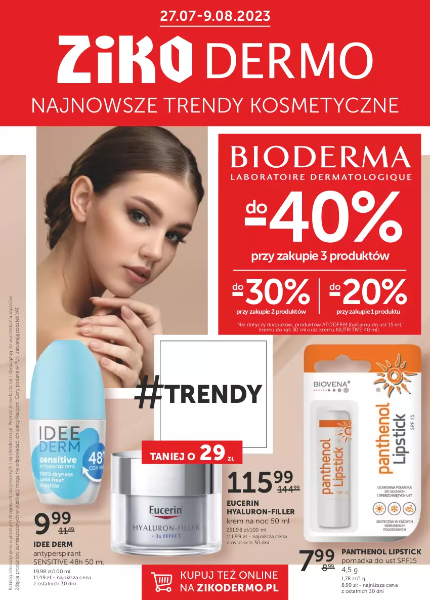 Gazetka promocyjna Ziko - Gazetka Ziko Dermo - ważna 27.07 do 09.08.2023 - strona 1 - produkty: Antyperspirant, Atoderm, Krem na noc