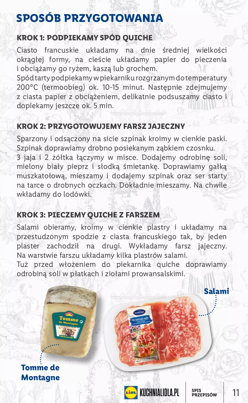 Gazetka promocyjna Lidl - KATALOG FRANCUSKI - ważna 26.09 do 01.10.2022 - strona 11 - produkty: Ciasto francuskie, Fa, Groch, Jaja, Mus, Papier, Papier do pieczenia, Piec, Piekarnik, Pieprz, Ryż, Salami, Ser, Szpinak