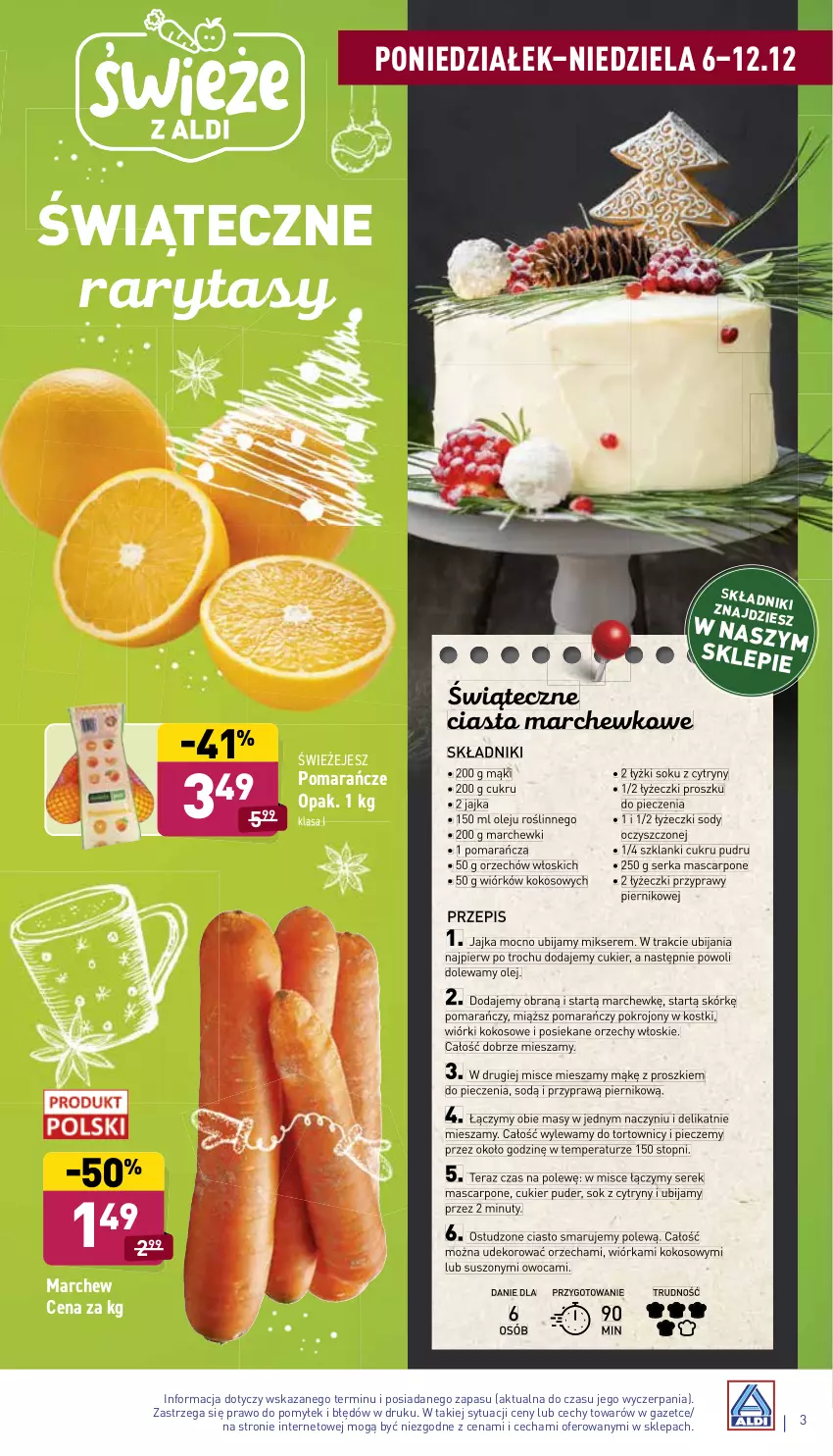 Gazetka promocyjna Aldi - Katalog spożywczy - ważna 06.12 do 12.12.2021 - strona 3 - produkty: Cukier, Cukier puder, Cytryny, Kokos, Lanki, Mascarpone, Mikser, Nuty, Olej, Orzechy włoskie, Piec, Piernik, Pomarańcze, Przyprawy, Puder, Ser, Serek, Sok, Tera, Top, Wiórki kokosowe