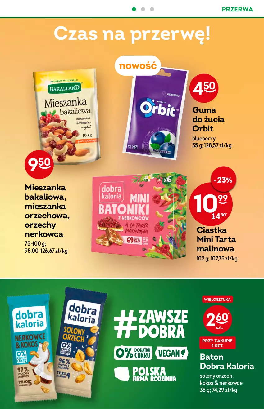 Gazetka promocyjna Żabka - ważna 27.07 do 02.08.2022 - strona 33 - produkty: Baton, Ciastka, Guma do żucia, Kokos, Mieszanka bakaliowa, Mieszanka orzechowa, Orbit, Tarta