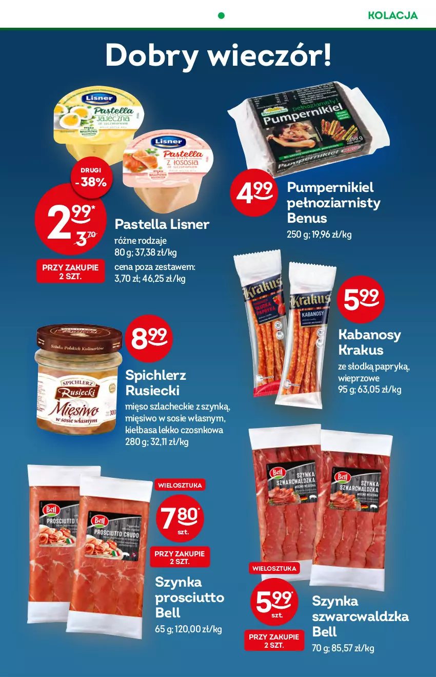 Gazetka promocyjna Żabka - ważna 27.07 do 02.08.2022 - strona 46 - produkty: Bell, Grill, Kabanos, Kiełbasa, Krakus, Lisner, Mięso, Pastella, Prosciutto, Sos, Spichlerz Rusiecki, Szynka