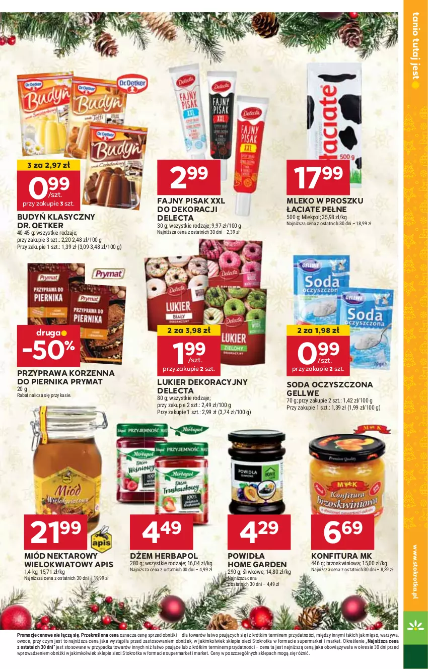 Gazetka promocyjna Stokrotka - Supermarket - ważna 12.12 do 18.12.2024 - strona 27 - produkty: Budyń, Delecta, Dr. Oetker, Dżem, Fa, Herbapol, HP, Konfitura, Miód, Mleko, Mleko w proszku, Nektar, Piernik, Prymat, Soda oczyszczona