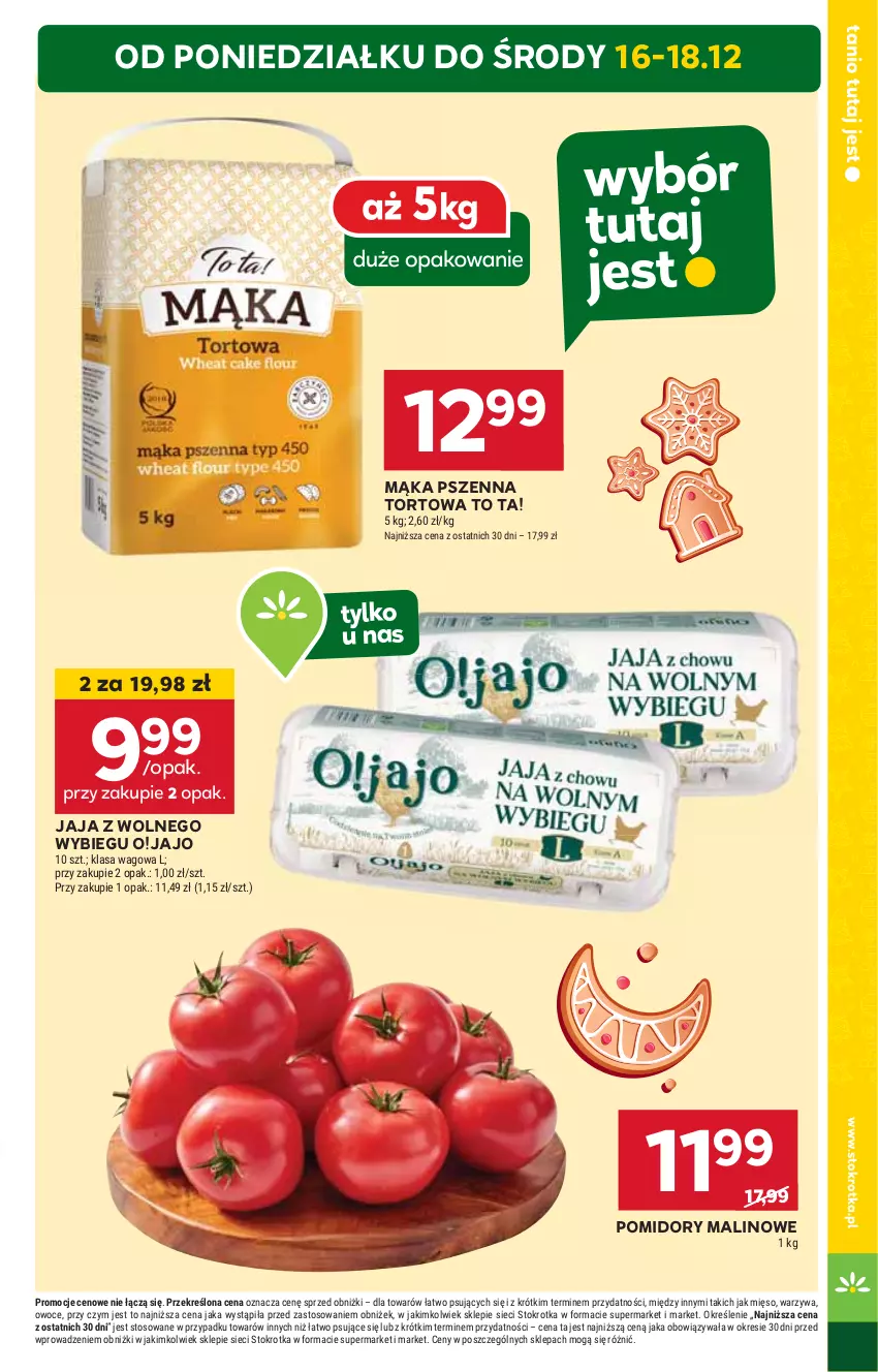 Gazetka promocyjna Stokrotka - Supermarket - ważna 12.12 do 18.12.2024 - strona 5 - produkty: HP, Jaja, Jaja z wolnego wybiegu, Mąka, Mąka pszenna, Pomidory