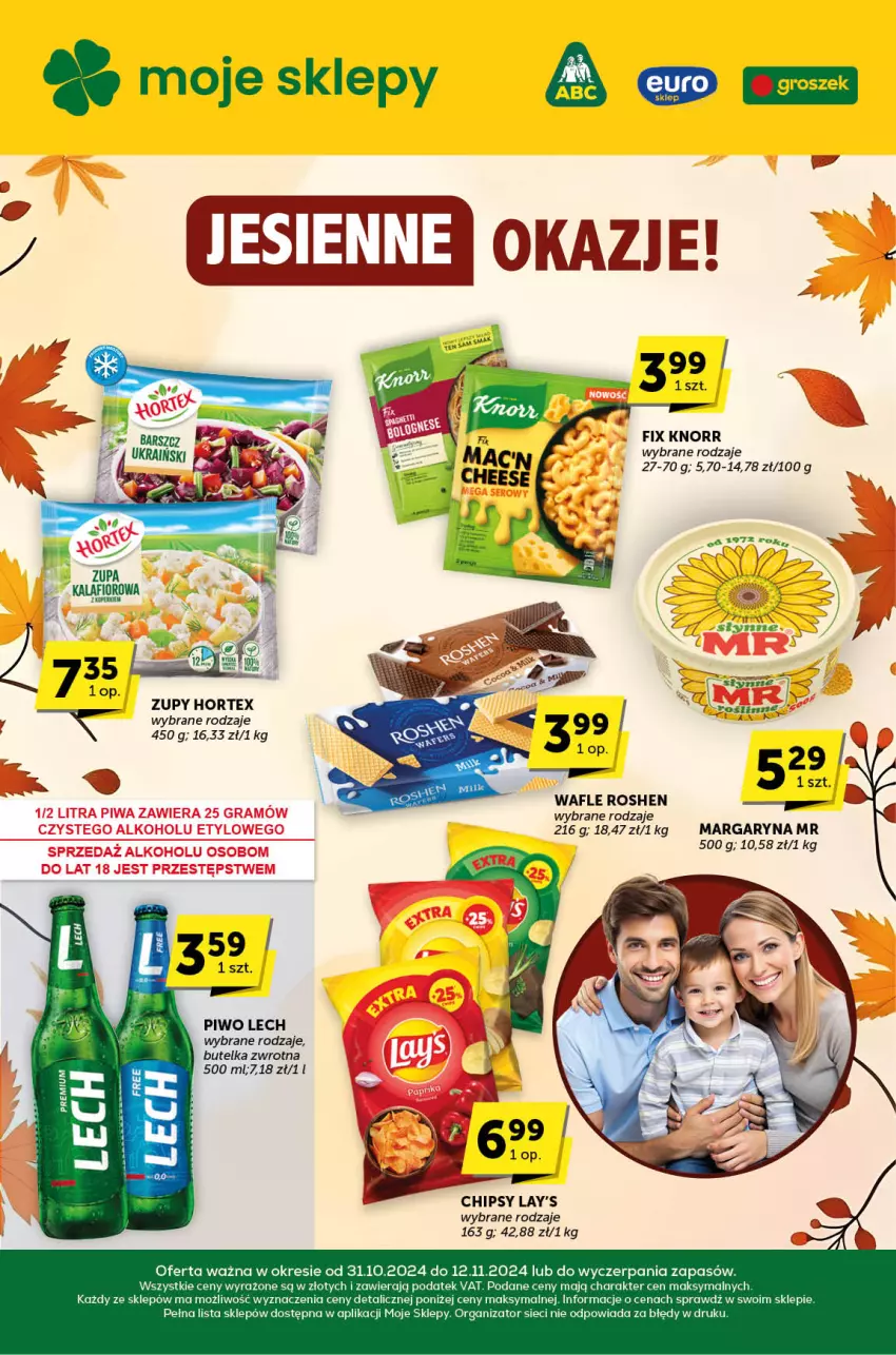 Gazetka promocyjna ABC - ważna 31.10 do 12.11.2024 - strona 1 - produkty: Chipsy, Hortex, Knorr, Margaryna, Piwo, Wafle