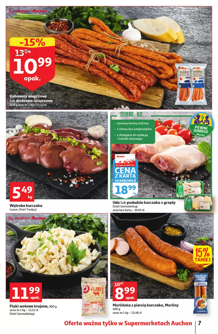 Gazetka promocyjna Auchan - Gazetka Koszyk Oszczędności Auchan Supermarkety - ważna 19.10 do 29.10.2022 - strona 7 - produkty: Flaki, Flaki wołowe, Kabanos, Kurczak, Morliny