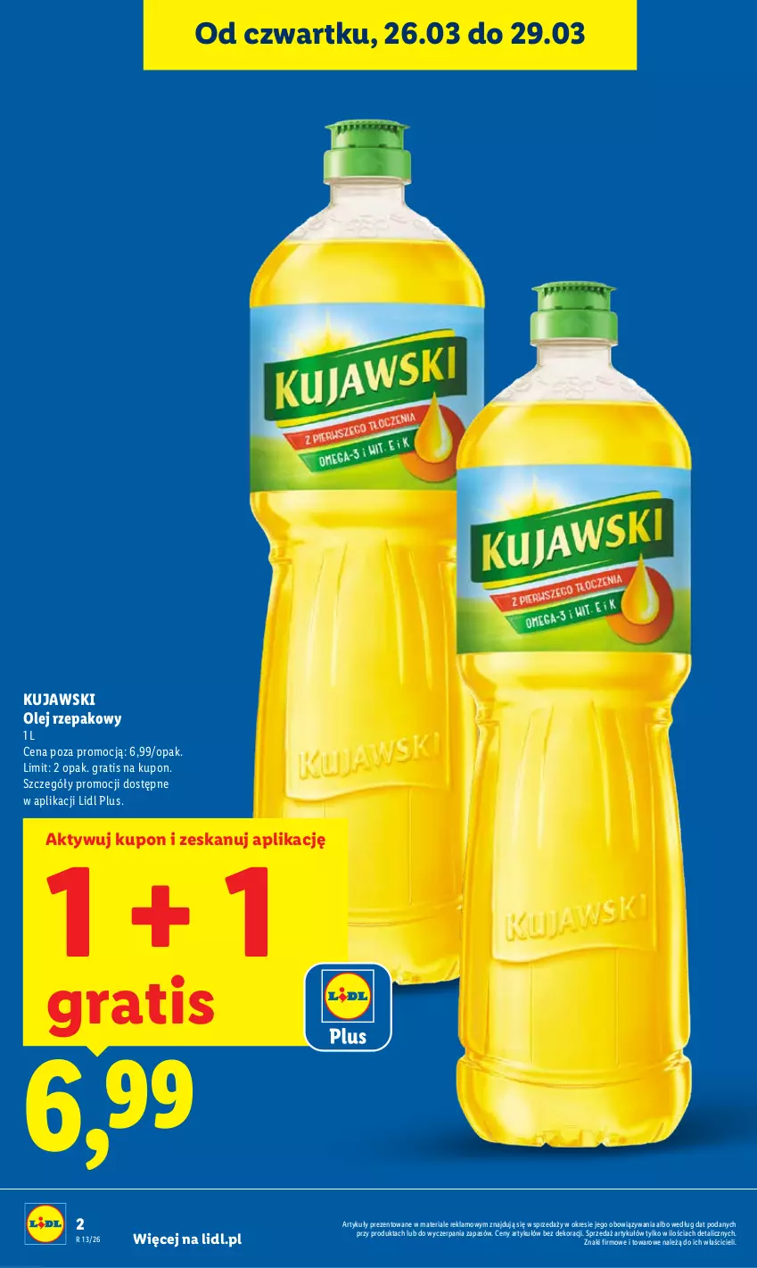 Gazetka promocyjna Lidl - Gazetka ważna od 26.03 do 29.03 - ważna 26.03 do 29.03.2026 - strona 2 - produkty: Gra, Kujawski, Olej, Olej rzepakowy