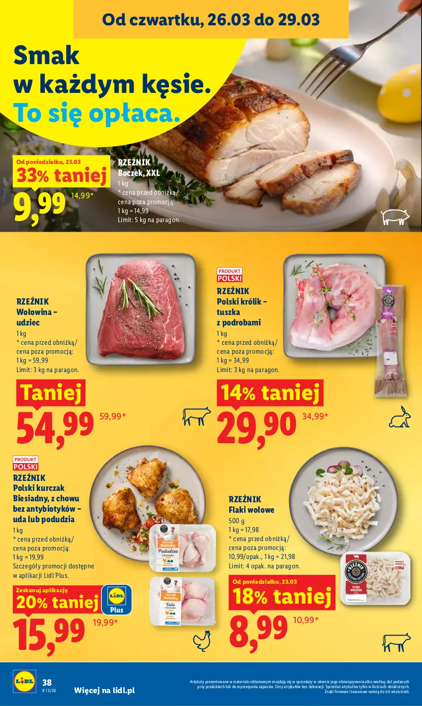 Gazetka promocyjna Lidl - Gazetka ważna od 26.03 do 29.03 - ważna 26.03 do 29.03.2026 - strona 38 - produkty: Boczek, Flaki, Flaki wołowe, Królik, Kurczak, Tusz, Wołowina
