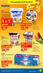 Gazetka promocyjna Lidl - Gazetka ważna od 26.03 do 29.03 - Gazetka - ważna od 29.03 do 29.03.2026 - strona 43 - produkty: Masło klarowane, Ser, Gra, Danone, Twaróg, Zott, Actimel, Mascarpone, Pilos, Masło, Monte