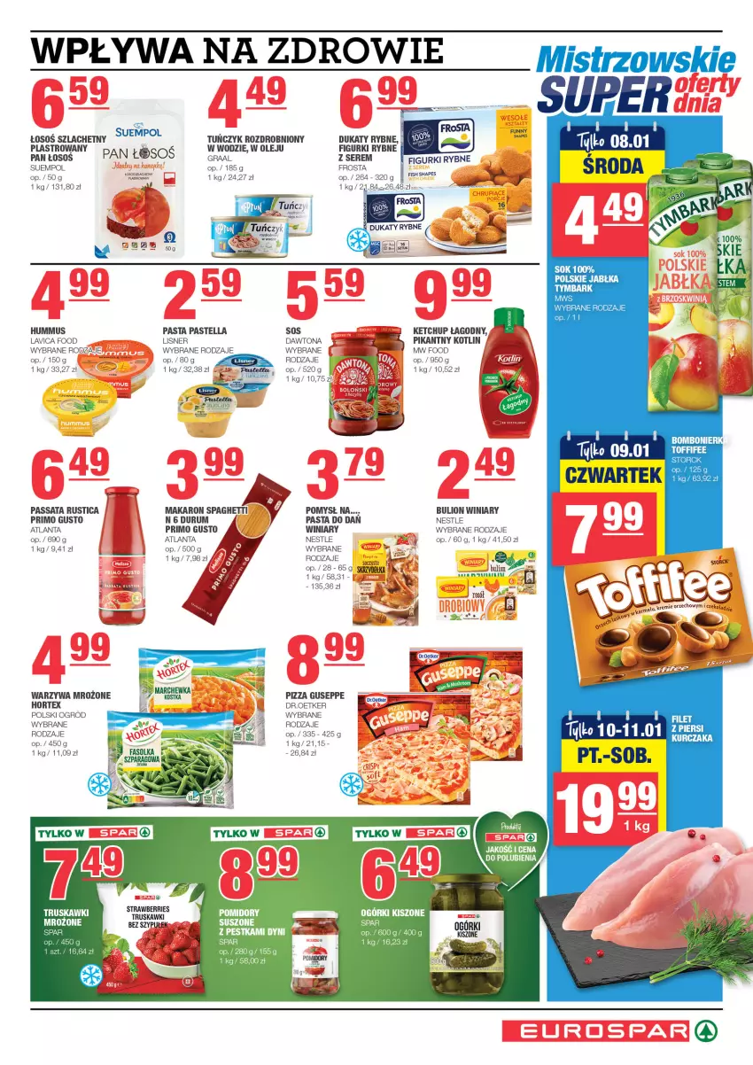 Gazetka promocyjna Spar - EuroSpar - ważna 01.01 do 11.01.2025 - strona 5 - produkty: Bulion, Dawtona, Frosta, Gra, Graal, Hortex, Hummus, Ketchup, Kotlin, Lion, Lisner, Makaron, Mus, Ogród, Pastella, Pizza, Pomidory, Rum, Rust, Ser, Sos, Spaghetti, Suempol, Truskawki, Warzywa, Winiary, Zdrowie