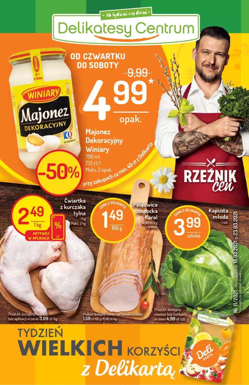 Gazetka promocyjna Delikatesy Centrum - Gazetka Delikatesy Centrum - ważna 18.03 do 23.03.2021 - strona 1 - produkty: LG, Majonez, Rum, Winiary