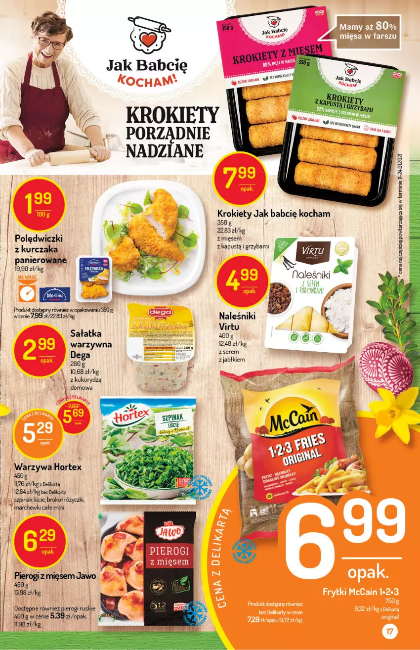 Gazetka promocyjna Delikatesy Centrum - Gazetka Delikatesy Centrum - ważna 18.03 do 23.03.2021 - strona 17 - produkty: Hortex, Kapustą, Koc, Krokiety, Kukurydza, Kurczak, Naleśniki, Pierogi, Por, Ser, Szpinak, Virtu