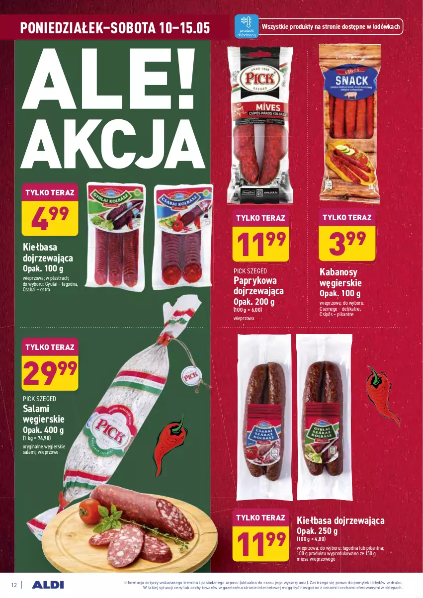 Gazetka promocyjna Aldi - ważna 10.05 do 15.05.2021 - strona 12 - produkty: Gin, Kabanos, Kiełbasa, Lodówka, Salami, Tera