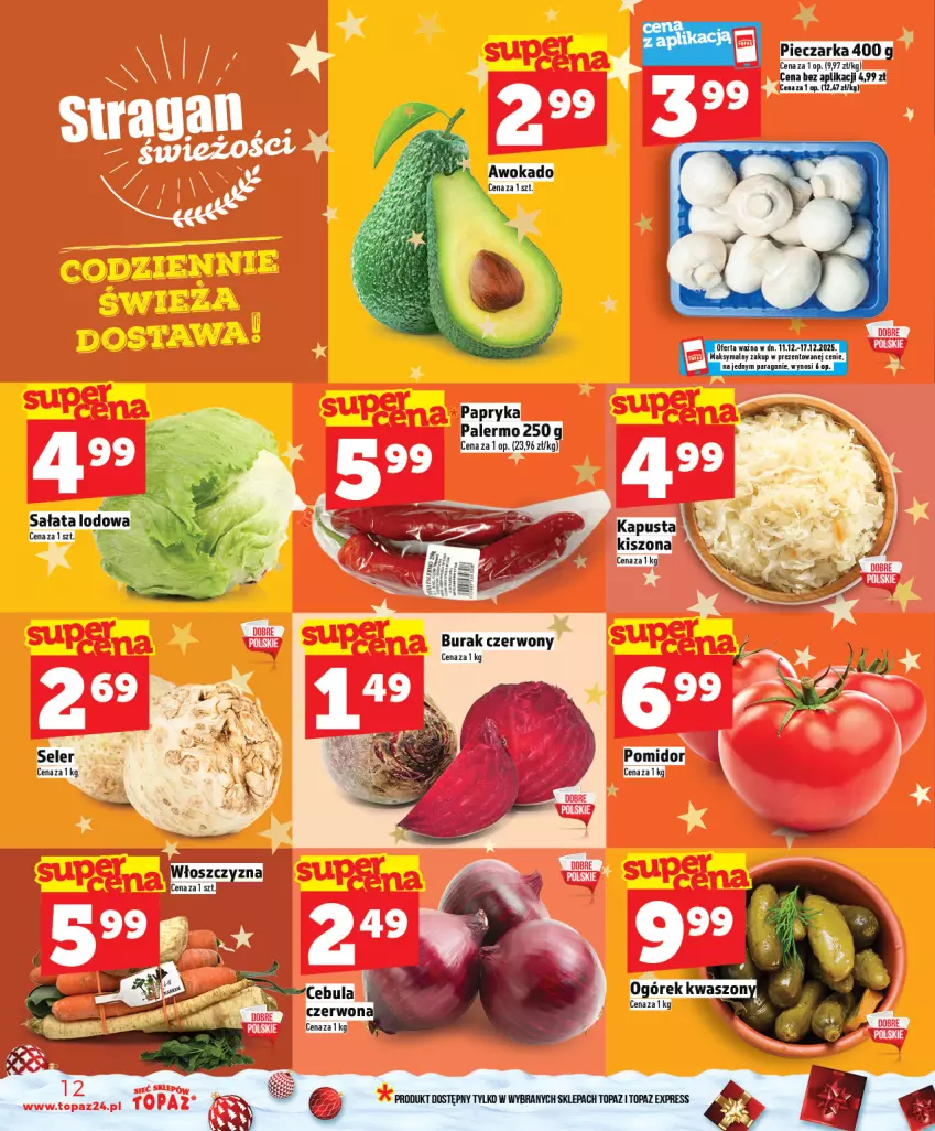 Gazetka promocyjna Topaz - Gazetka - ważna 11.12 do 17.12.2025 - strona 12 - produkty: Papryka, Piec, Pieczarka