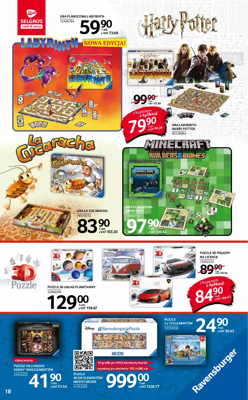 Gazetka promocyjna Selgros - Katalog Zabawki - ważna 10.11 do 24.11.2021 - strona 18 - produkty: Disney, Gra, Harry Potter, Minecraft, Pojazd, Puzzle