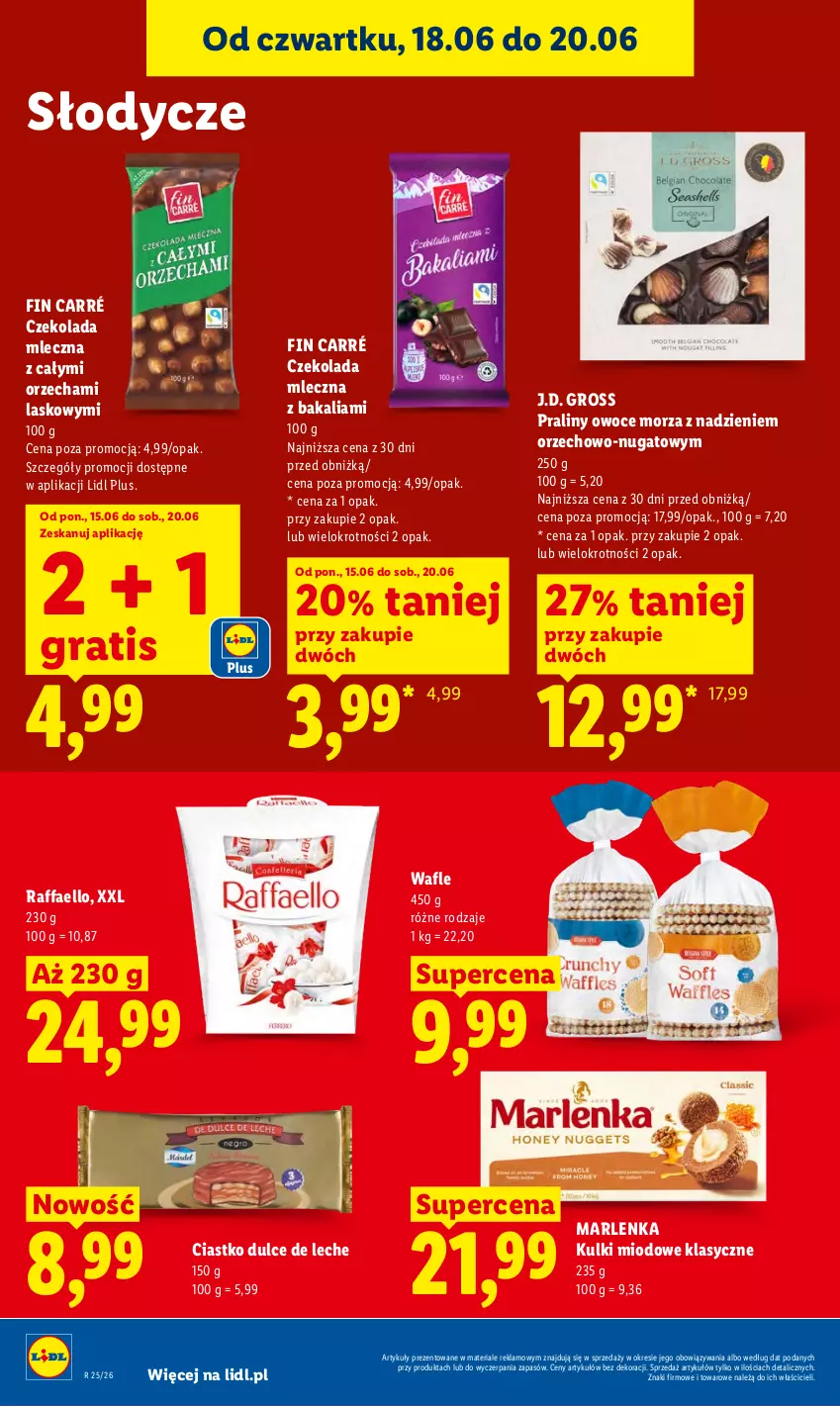 Gazetka promocyjna Lidl - Gazetka ważna od 18.06 do 20.06 - ważna 18.06 do 20.06.2026 - strona 74 - produkty: Czekolada, Czekolada mleczna, Fa, Gra, Owoce, Owoce morza, Praliny, Raffaello, Wafle