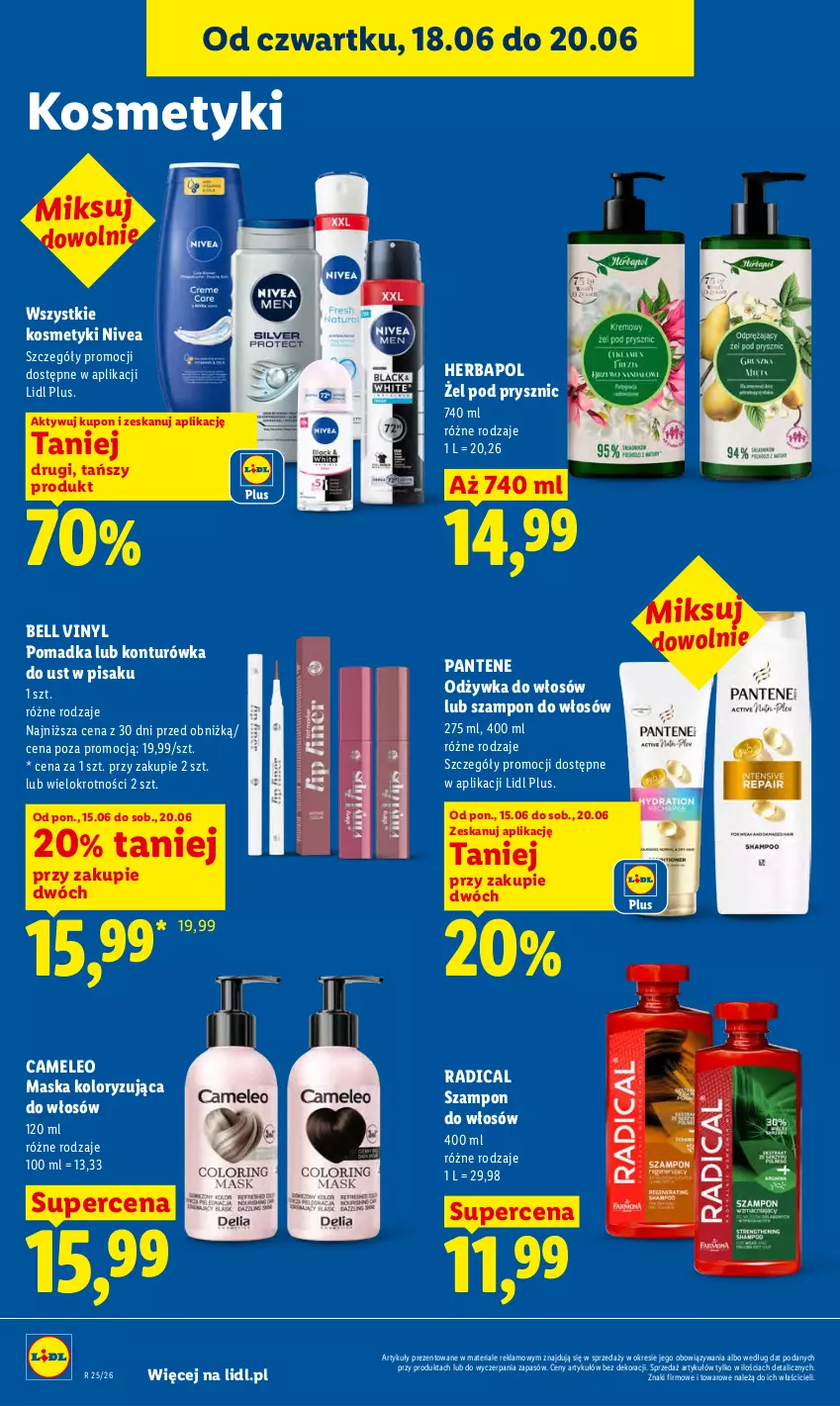 Gazetka promocyjna Lidl - Gazetka ważna od 18.06 do 20.06 - ważna 18.06 do 20.06.2026 - strona 82 - produkty: Bell, Eleo, Herbapol, Konturówka do ust, Maska, Nivea, Odżywka, Pantene, Szampon
