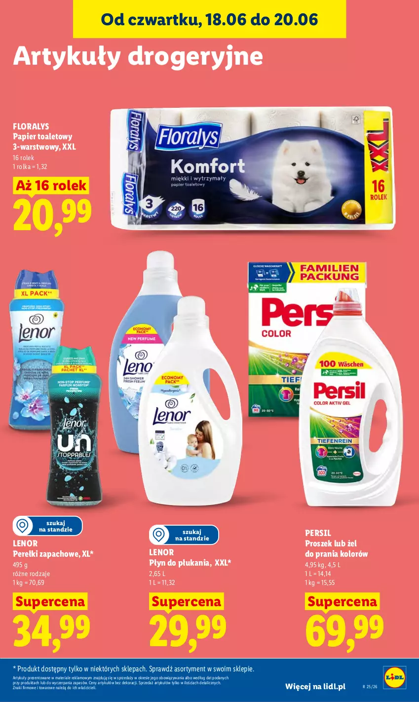 Gazetka promocyjna Lidl - Gazetka ważna od 18.06 do 20.06 - ważna 18.06 do 20.06.2026 - strona 85 - produkty: Flora, Lenor, Papier, Papier toaletowy, Perełki zapachowe, Persil, Płyn do płukania