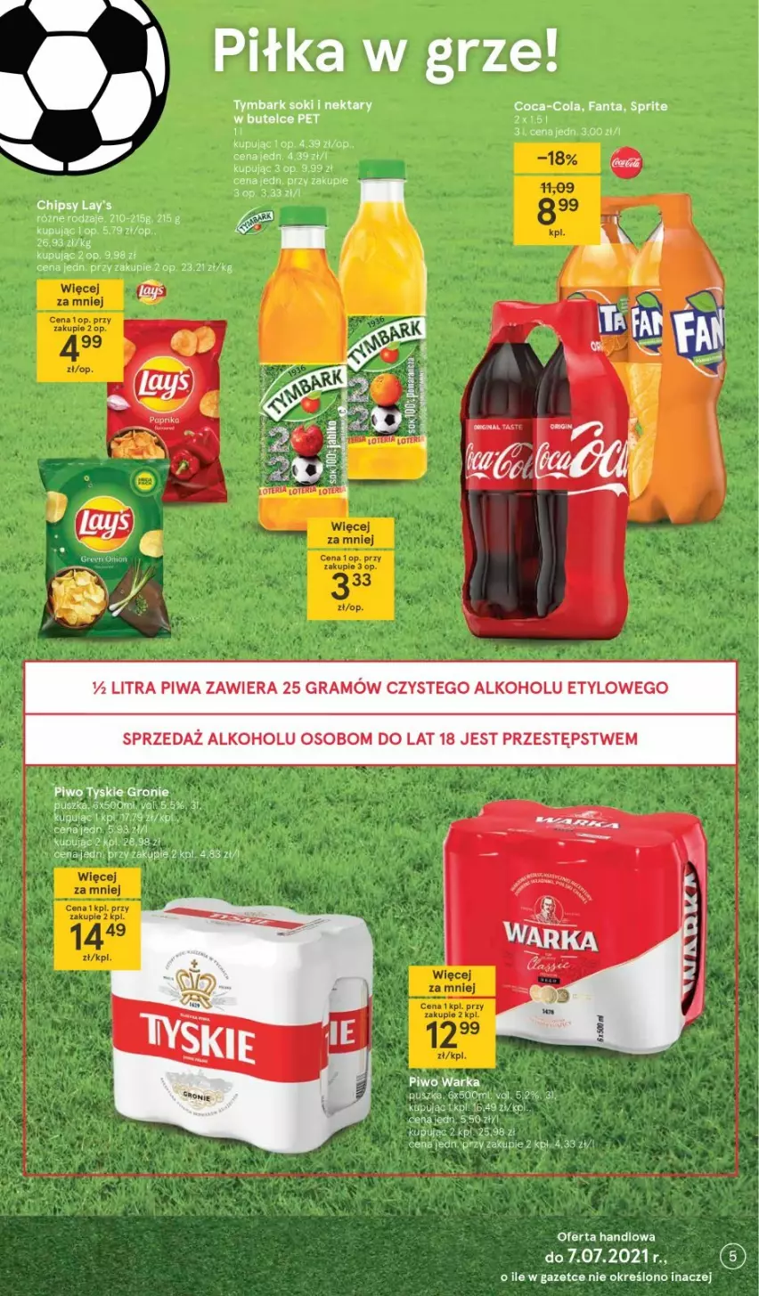 Gazetka promocyjna Tesco - Tesco gazetka - przyszły tydzień - ważna 02.06 do 09.06.2021 - strona 5 - produkty: Coca-Cola, Fa, Fanta, Gra, Nektar, Piwa, Piwo, Sok, Sprite, Tymbark