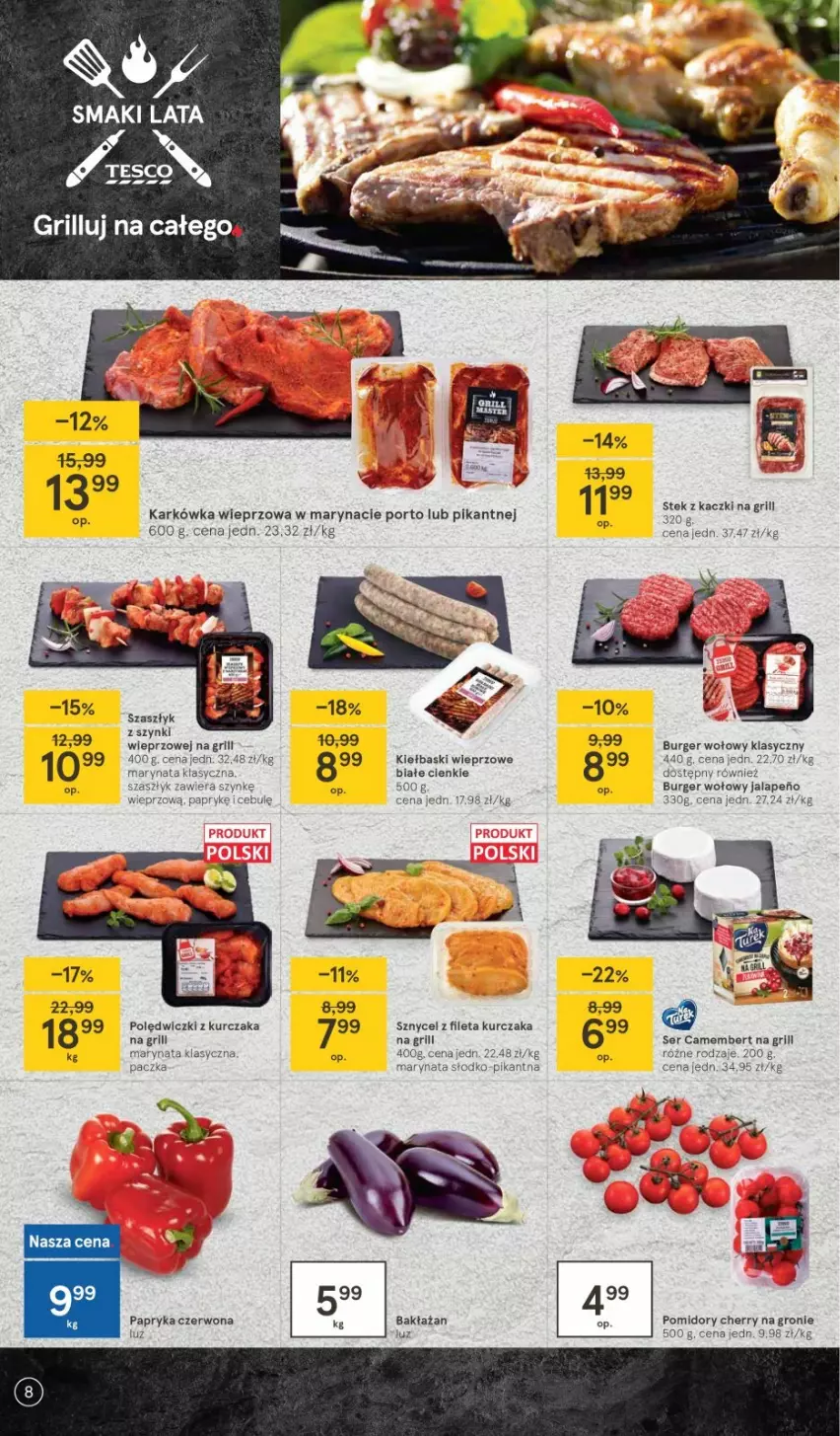 Gazetka promocyjna Tesco - Tesco gazetka - przyszły tydzień - ważna 02.06 do 09.06.2021 - strona 8 - produkty: Burger, Grill, Karkówka wieprzowa, Kurczak, Papryka, Papryka czerwona, Polędwiczki z kurczaka, Pomidory, Por