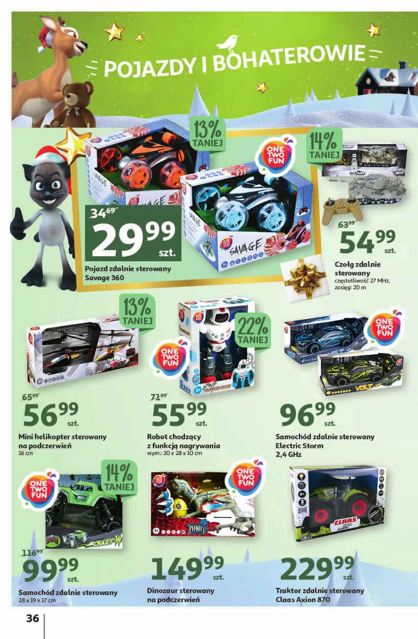 Gazetka promocyjna Auchan - Gazetka Magia Mikołajkowa Hipermarket Auchan - ważna 01.12 do 07.12.2022 - strona 36 - produkty: Dinozaur, Gry, Helikopter, Pojazd, Robot, Samochód, Traktor