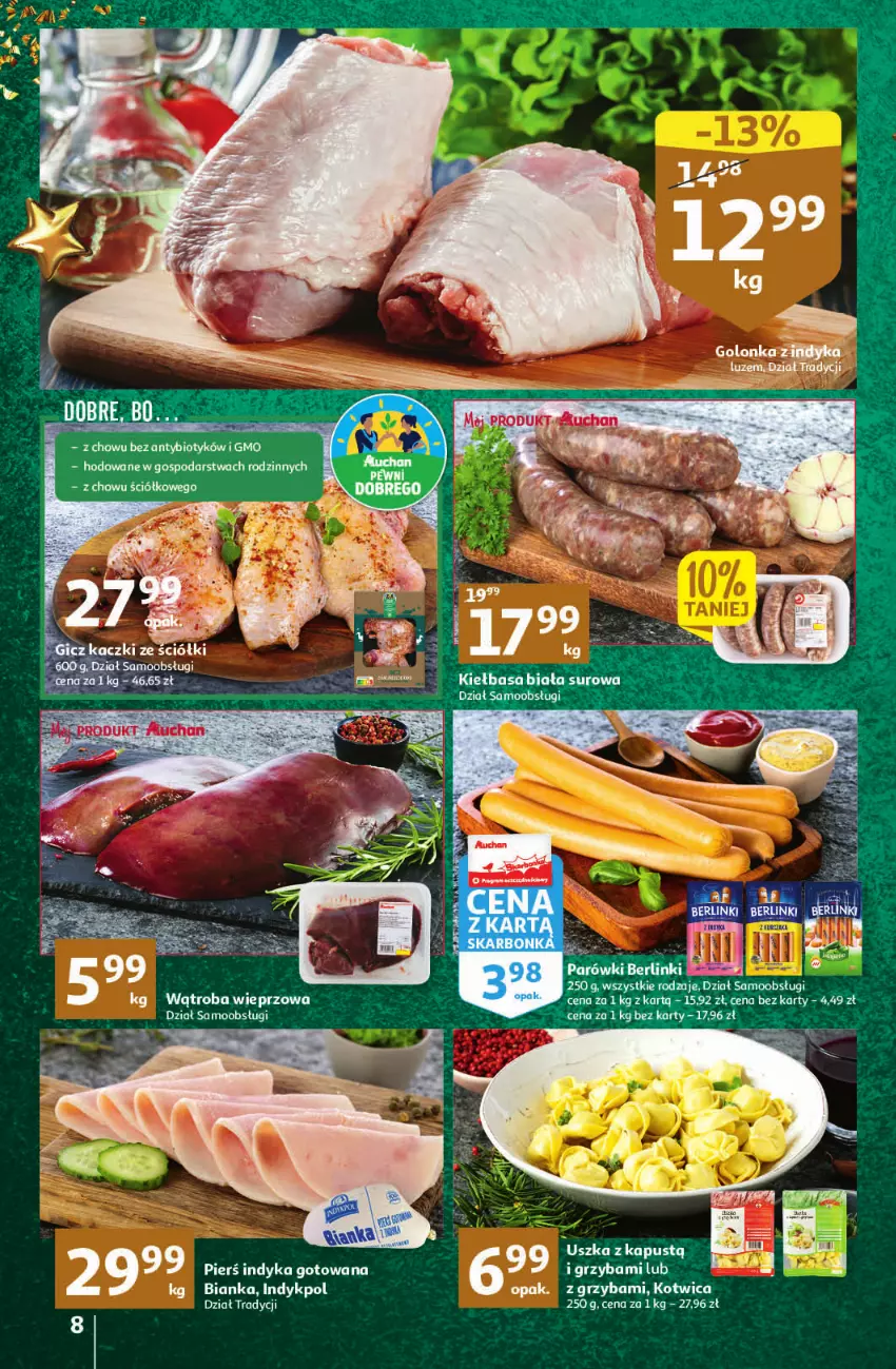 Gazetka promocyjna Auchan - Gazetka Magia Mikołajkowa Hipermarket Auchan - ważna 01.12 do 07.12.2022 - strona 8 - produkty: Bianka, Kiełbasa, Kiełbasa biała