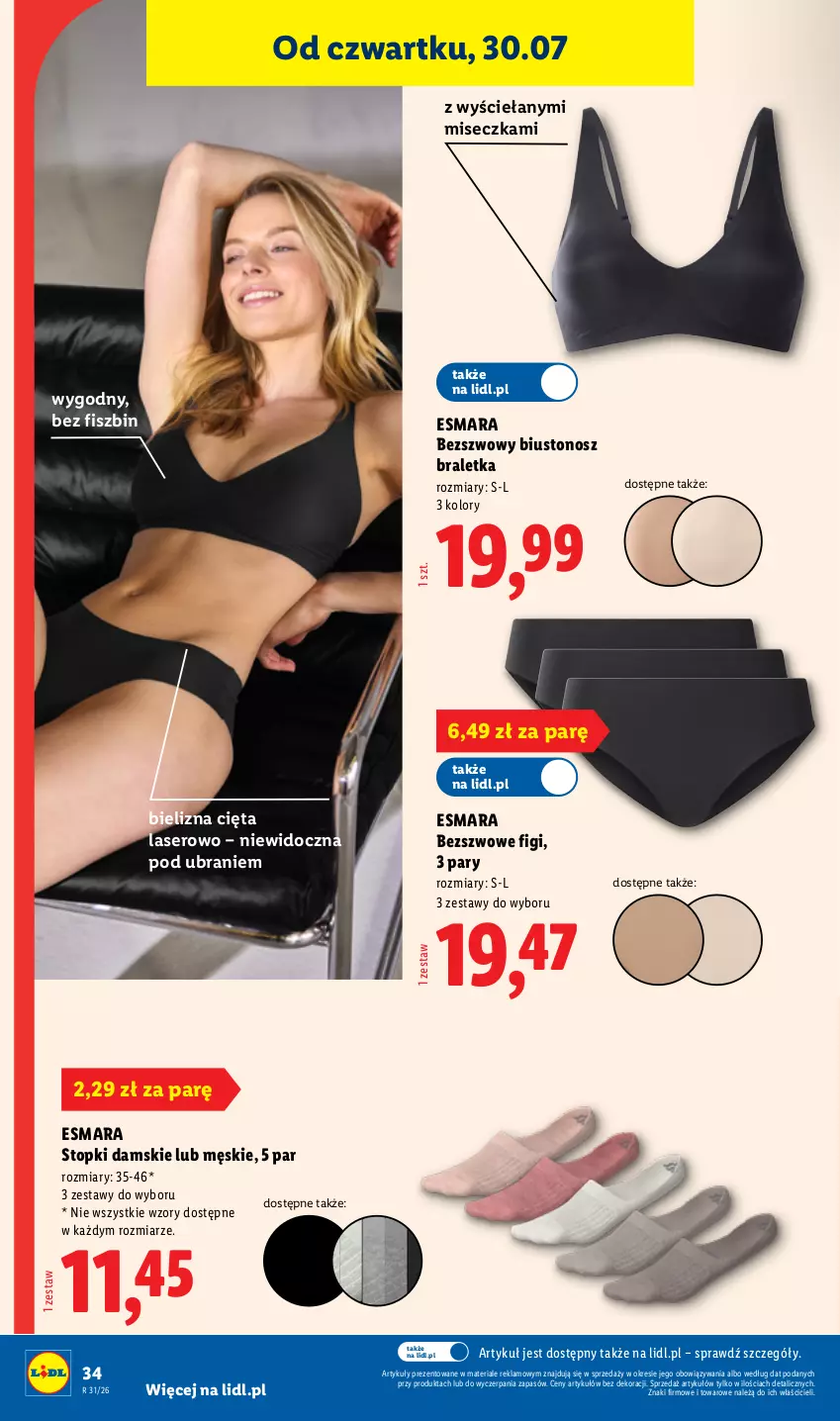 Gazetka promocyjna Lidl - Gazetka ważna od 27.07. do 01.08. - ważna 27.07 do 01.08.2026 - strona 40 - produkty: Bielizna, Biustonosz, Figi, Miseczka, Ser, Top
