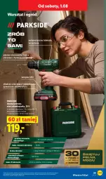 Gazetka promocyjna Lidl - Gazetka ważna od 27.07. do 01.08. - Gazetka - ważna od 01.08 do 01.08.2026 - strona 45 - produkty: Parkside, Top, Akumulatorowa wiertarkowkrętark, Walizka, Wiertarkowkrętarka, Warka, Tarka, Wkręt, Wkrętarka, Ogród, Akumulator