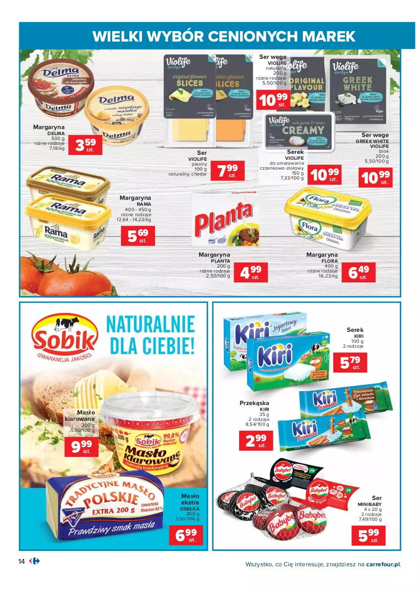 Gazetka promocyjna Carrefour - Gazetka Wielki wybór cenionych marek - ważna 02.11 do 14.11.2021 - strona 14 - produkty: Delma, Flora, Margaryna, Masło, Masło klarowane, Rama, Ser, Serek