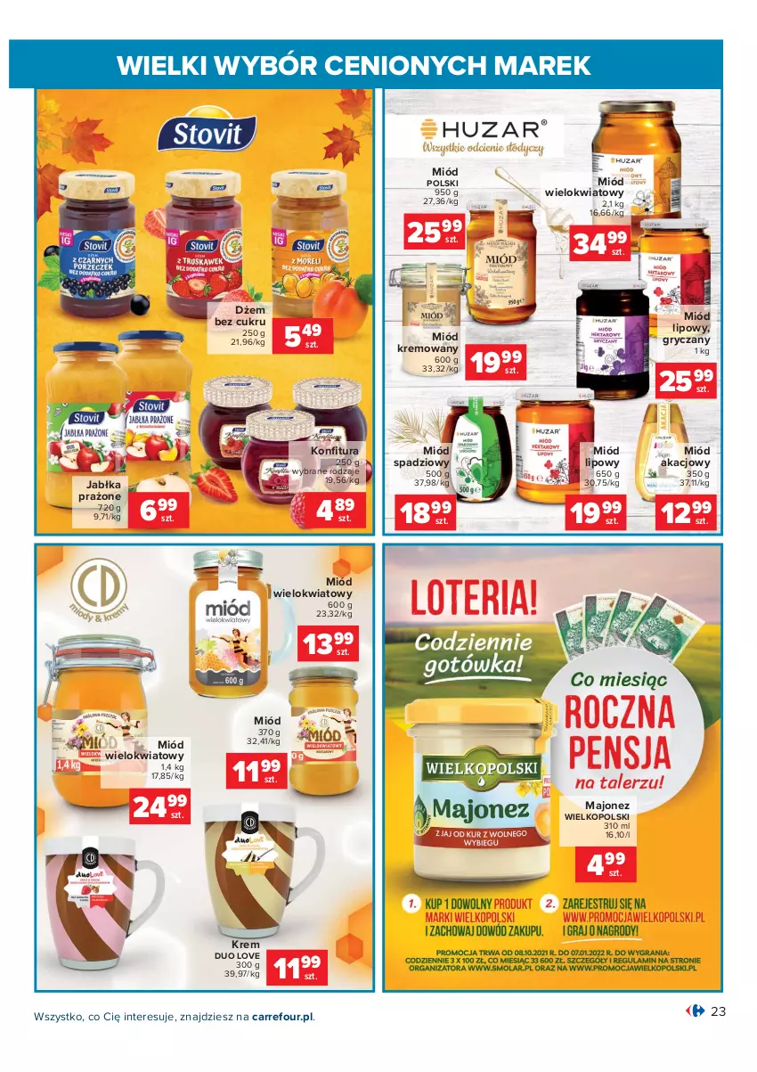 Gazetka promocyjna Carrefour - Gazetka Wielki wybór cenionych marek - ważna 02.11 do 14.11.2021 - strona 23 - produkty: Dżem, Gry, Jabłka, Jabłka prażone, Majonez, Miód