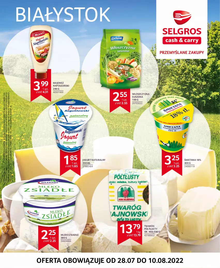 Gazetka promocyjna Selgros - Oferta regionalna - ważna 21.07 do 09.10.2022 - strona 1 - produkty: Fa, Jogurt, Jogurt naturalny, Majonez, Mleko, Mleko zsiadłe, Oleo, Piec, Tran, Twaróg, Twaróg półtłusty