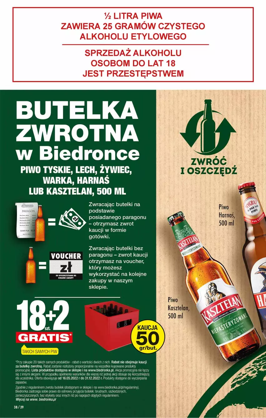 Gazetka promocyjna Biedronka - W tym tygodniu PN - ważna 16.05 do 21.05.2022 - strona 38 - produkty: Dron, Feta, Harnaś, Kasztelan, Olej, Piwo, Por, Pur, Warka