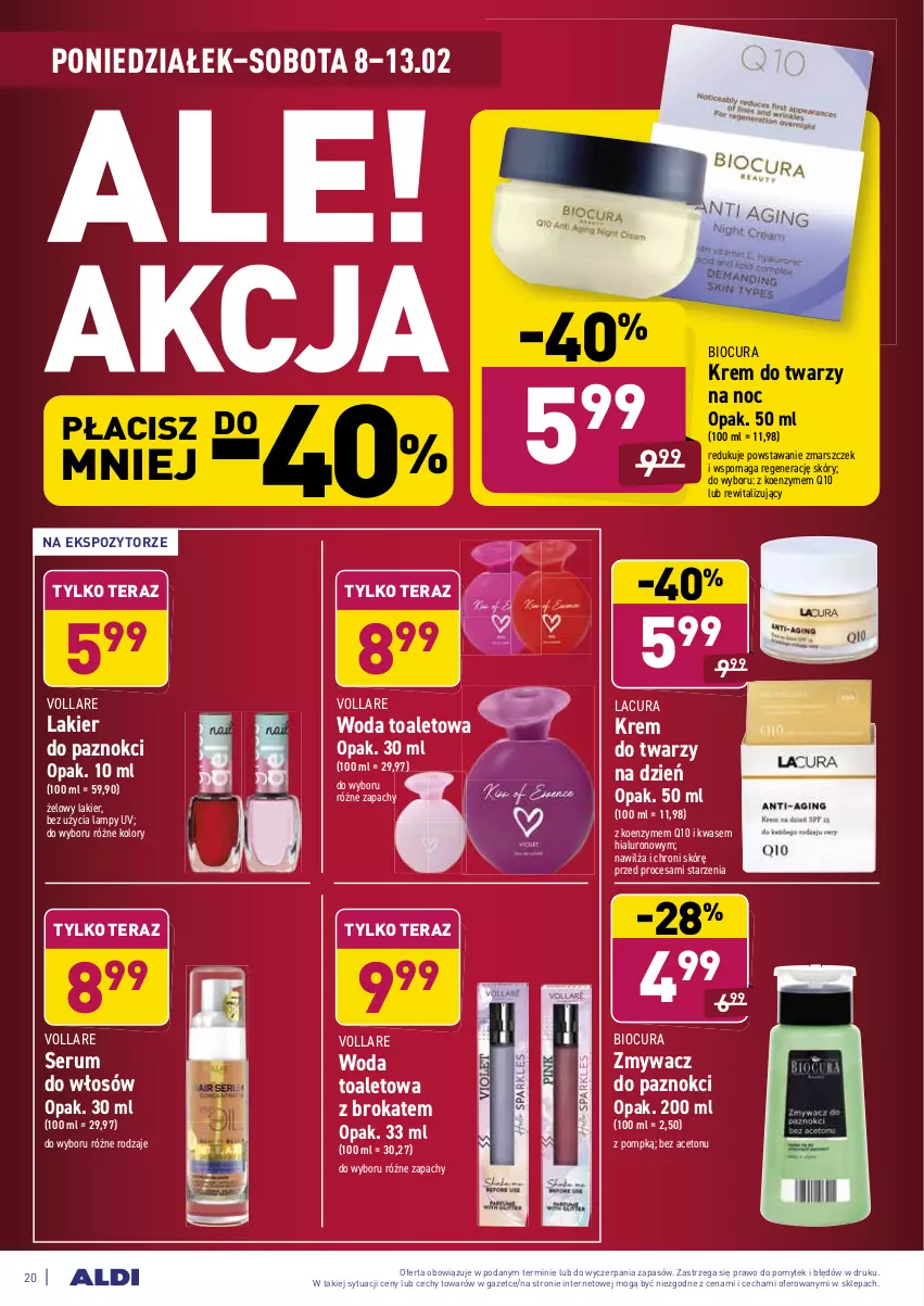 Gazetka promocyjna Aldi - ALE! CENA - ważna 08.02 do 13.02.2021 - strona 20 - produkty: Krem do twarzy, Lakier, Lakier do paznokci, Mars, Rum, Ser, Serum, Serum do włosów, Tera, Woda, Woda toaletowa, Zmywacz do paznokci