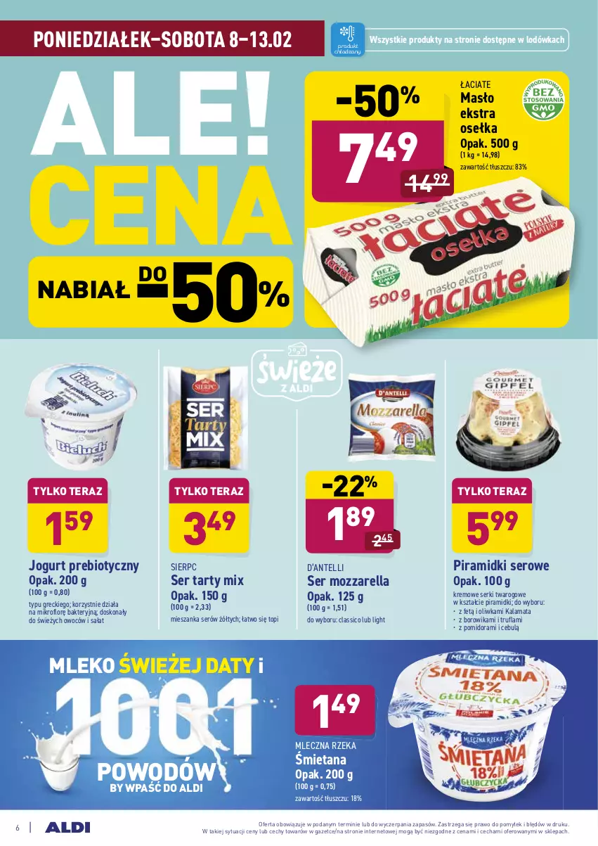 Gazetka promocyjna Aldi - ALE! CENA - ważna 08.02 do 13.02.2021 - strona 6 - produkty: Jogurt, Lodówka, Masło, Mleczna Rzeka, Mleko, Mozzarella, Sałat, Ser, Tera, Top