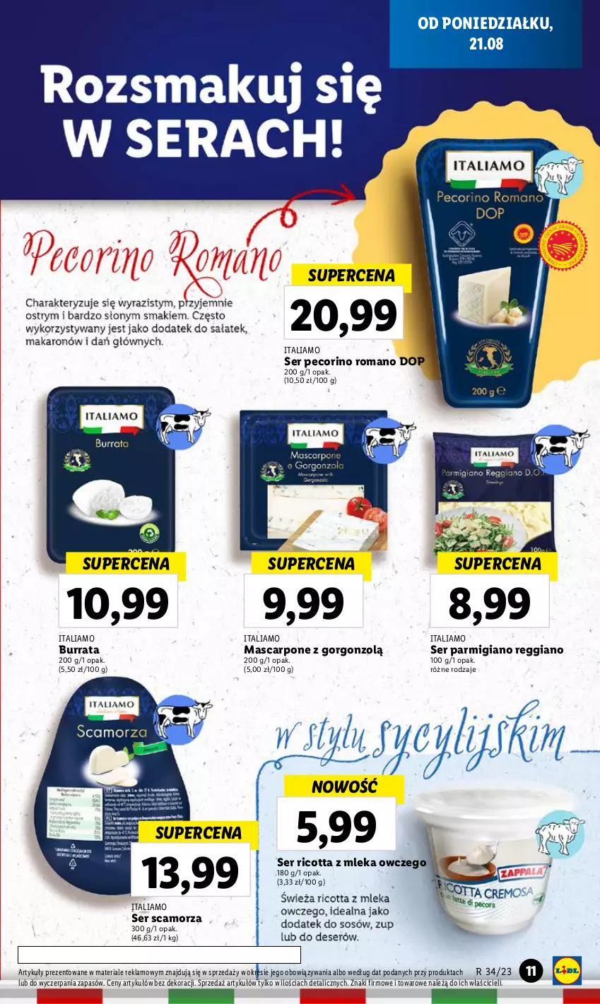 Gazetka promocyjna Lidl - GAZETKA - ważna 21.08 do 27.08.2023 - strona 17 - produkty: Burrata, Mascarpone, Pecorino, Ricotta, Scamorza, Ser