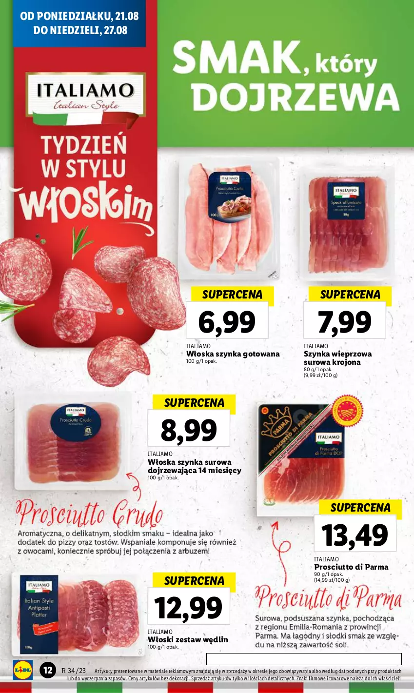 Gazetka promocyjna Lidl - GAZETKA - ważna 21.08 do 27.08.2023 - strona 18 - produkty: Prosciutto, Szynka, Szynka wieprzowa