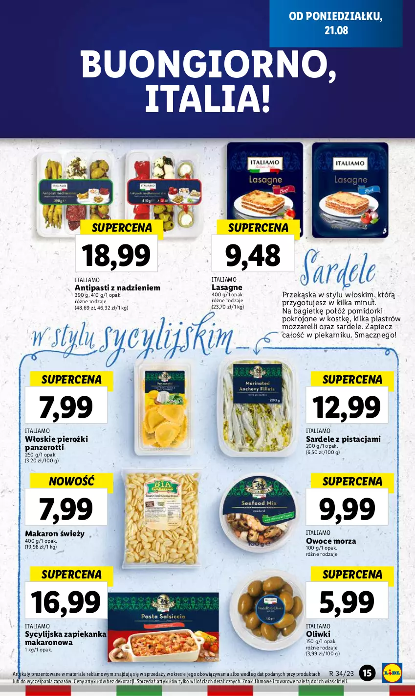 Gazetka promocyjna Lidl - GAZETKA - ważna 21.08 do 27.08.2023 - strona 21 - produkty: Lasagne, Makaron, Oliwki, Owoce, Owoce morza, Piec, Piekarnik, Pomidorki, Zapiekanka