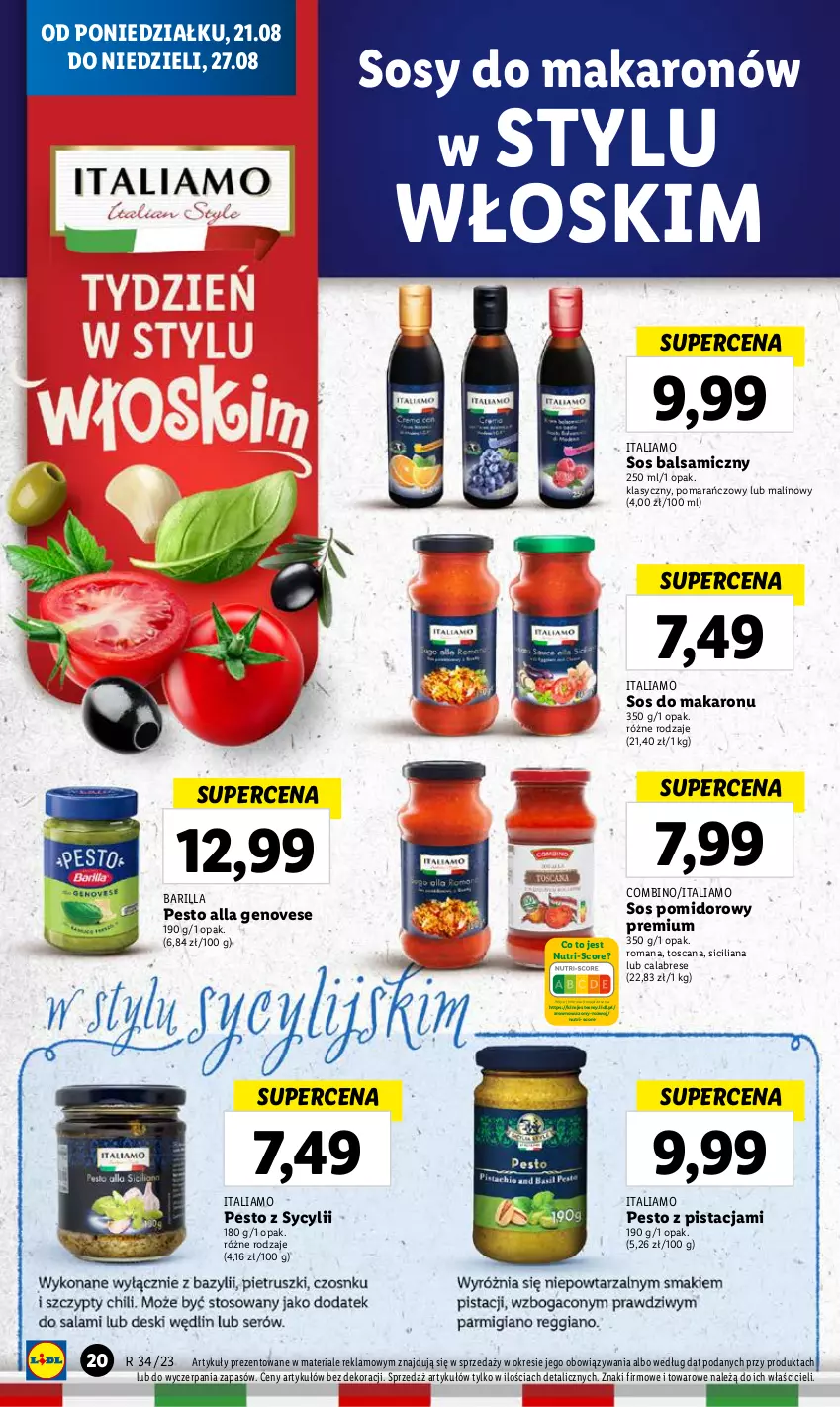 Gazetka promocyjna Lidl - GAZETKA - ważna 21.08 do 27.08.2023 - strona 26 - produkty: Barilla, Makaron, Pesto, Sos, Sos do makaronu, Sos pomidorowy, Wazon