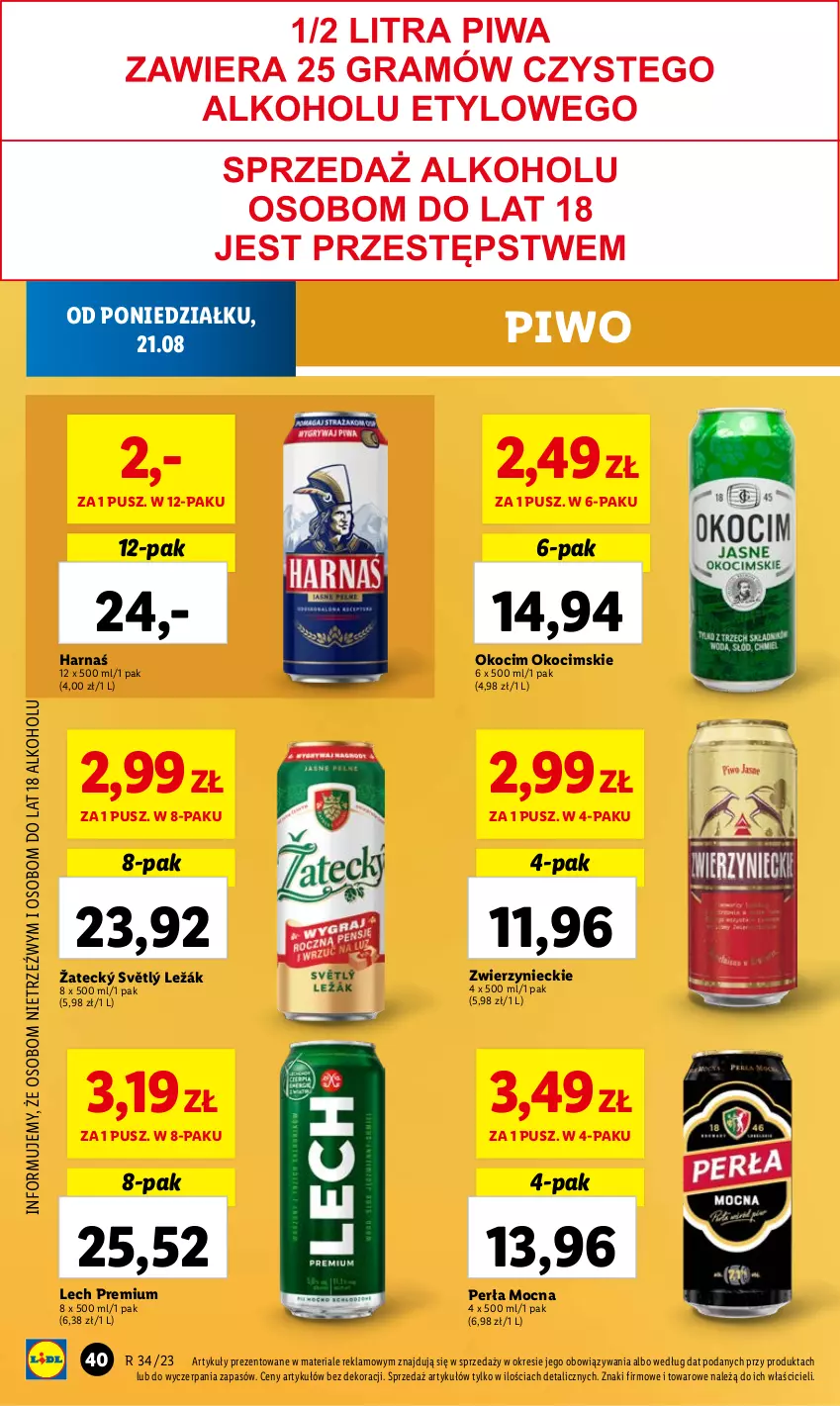 Gazetka promocyjna Lidl - GAZETKA - ważna 21.08 do 27.08.2023 - strona 46 - produkty: Harnaś, Koc, Lech Premium, Okocim, Perła, Piwo