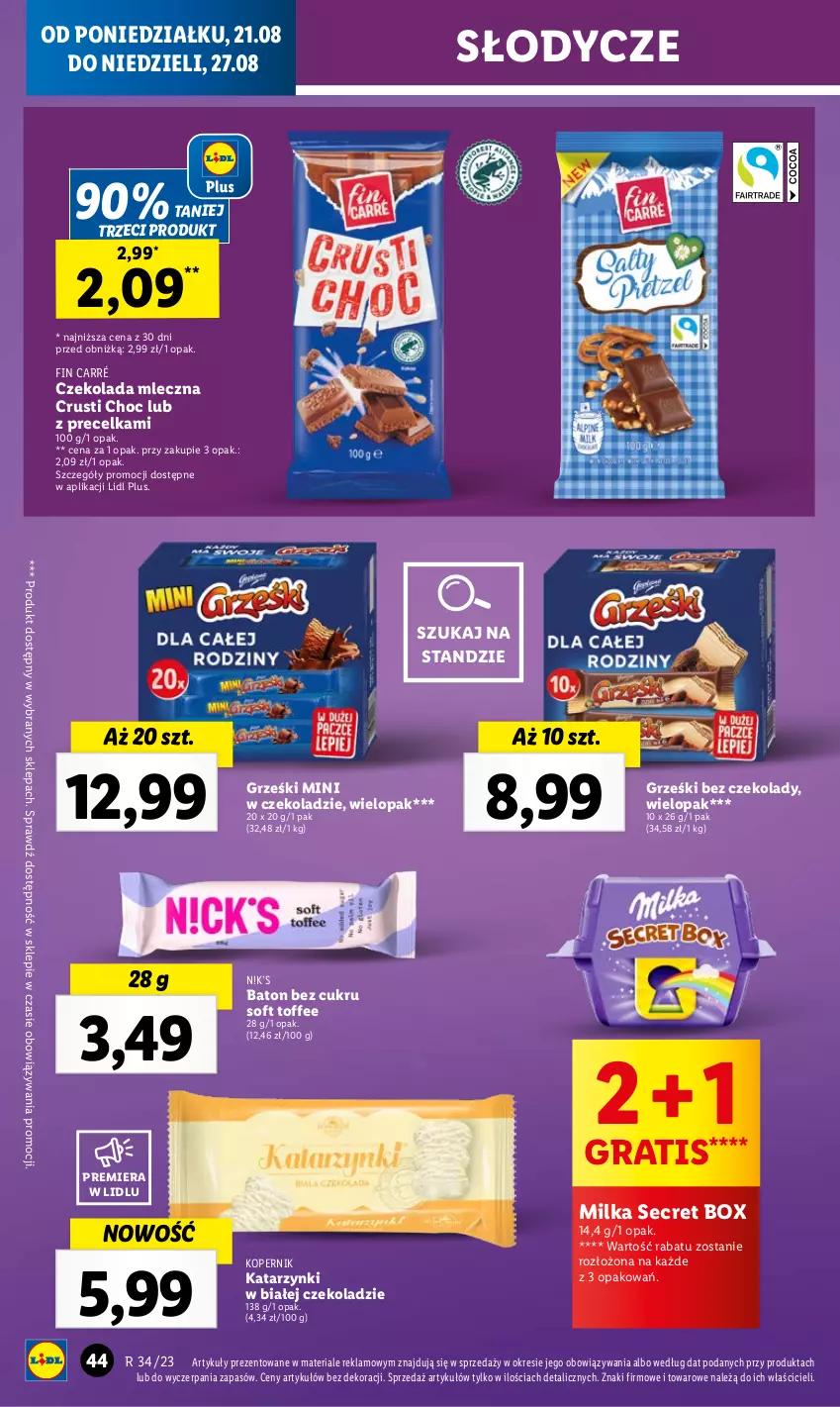 Gazetka promocyjna Lidl - GAZETKA - ważna 21.08 do 27.08.2023 - strona 50 - produkty: Baton, Czekolada, Czekolada mleczna, Gra, Grześki, Milka, Rust