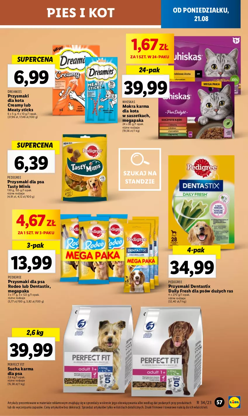 Gazetka promocyjna Lidl - GAZETKA - ważna 21.08 do 27.08.2023 - strona 65 - produkty: Mokra karma, Pedigree, Przysmaki, Sucha karma, Whiskas