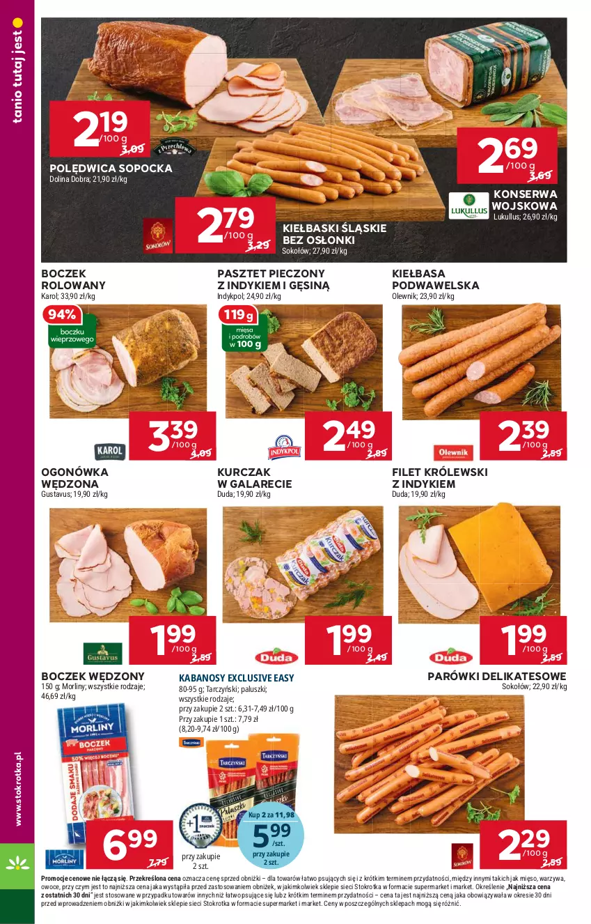 Gazetka promocyjna Stokrotka - Supermarket - ważna 13.06 do 19.06.2024 - strona 10 - produkty: Boczek, Gala, Kabanos, Kiełbasa, Kiełbasa podwawelska, Kiełbaski śląskie, Królewski, Kurczak, Mięso, Ogonówka, Olewnik, Owoce, Parówki, Pasztet, Piec, Polędwica, Ser, Sok, Sokołów, Warzywa, Wawel