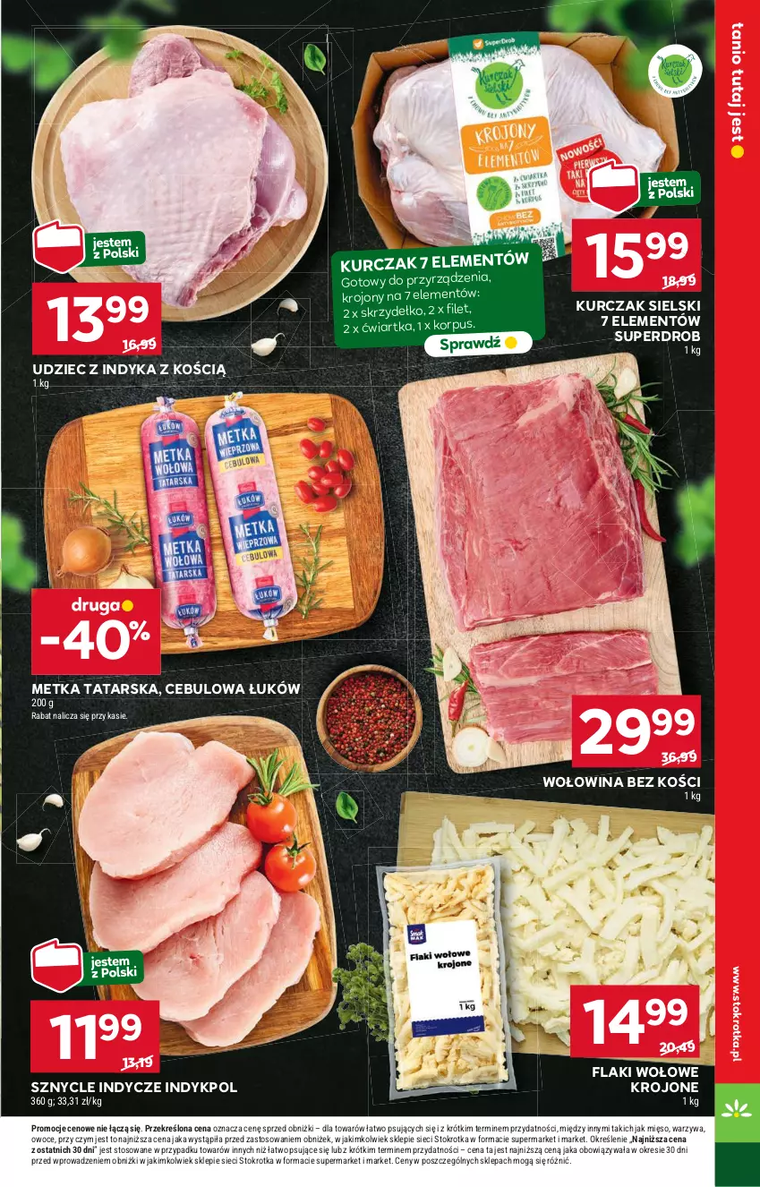 Gazetka promocyjna Stokrotka - Supermarket - ważna 13.06 do 19.06.2024 - strona 9 - produkty: Flaki, Flaki wołowe, Kurczak, Metka tatarska, Mięso, Owoce, Udziec z indyka, Warzywa, Wołowina, Wołowina bez kości