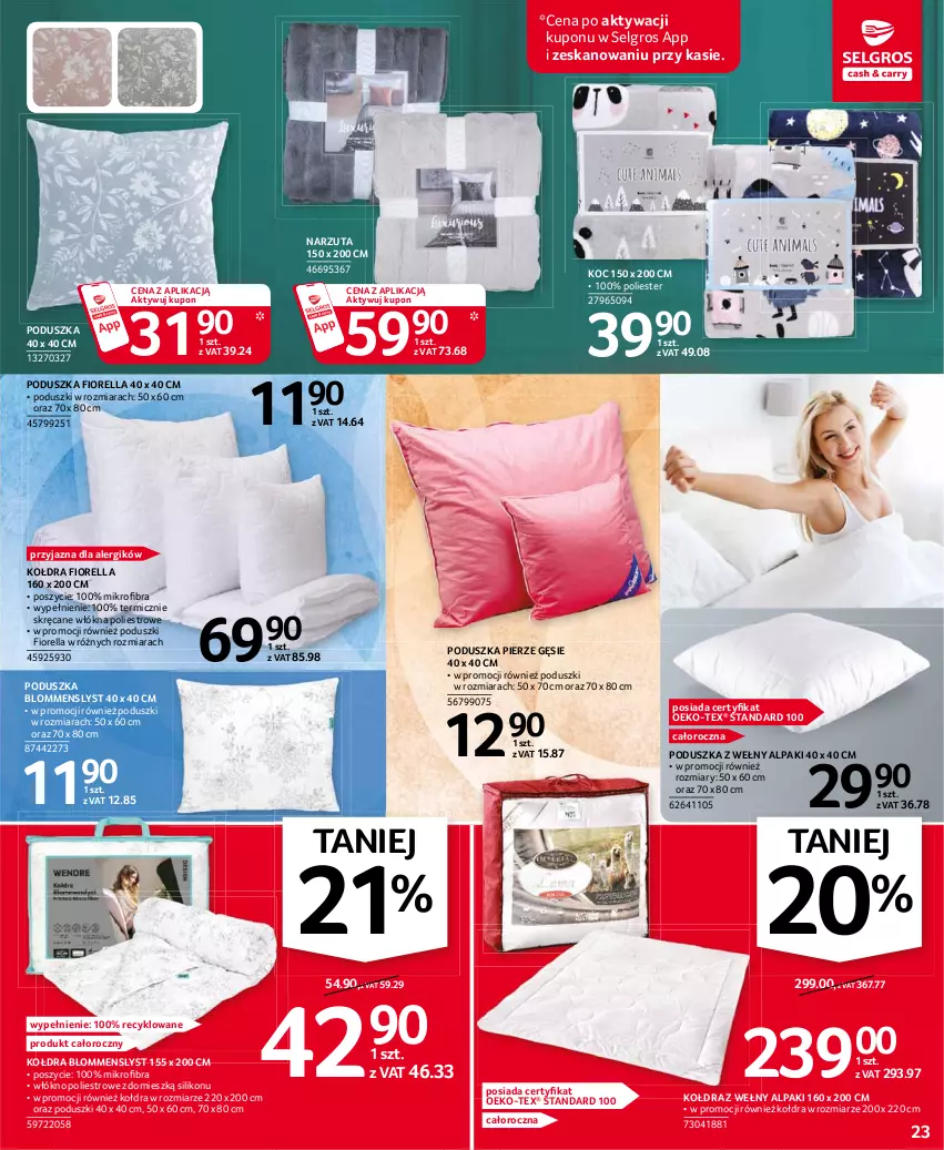 Gazetka promocyjna Selgros - Oferta przemysłowa - ważna 05.08 do 18.08.2021 - strona 23 - produkty: Koc, Kołdra, LG, Narzuta, Poduszka