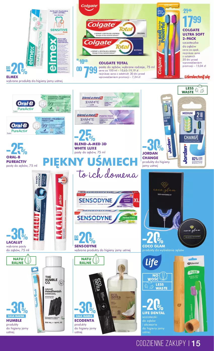 Gazetka promocyjna Super Pharm - Gazetka - ważna 01.04 do 19.04.2023 - strona 15 - produkty: Blend-a-Med, Colgate, Colgate Total, Ecodenta, Elmex, Lacalut, LG, Pasta do zębów, Pur, Sensodyne, Szczoteczka, Szczoteczka do zębów