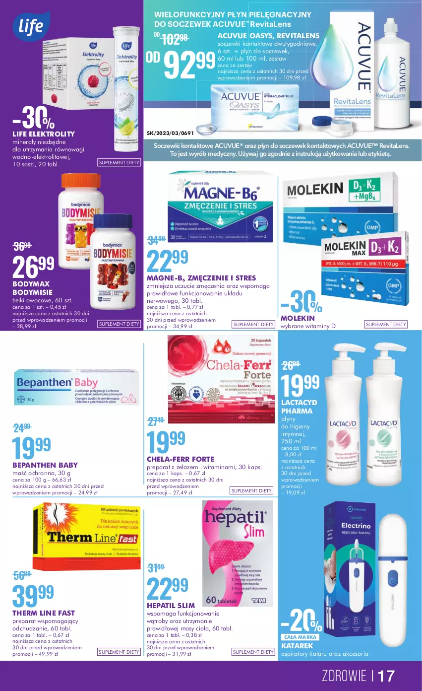 Gazetka promocyjna Super Pharm - Gazetka - ważna 01.04 do 19.04.2023 - strona 17 - produkty: Bepanthen, Body, Bodymax, Fa, Lactacyd, Płyn do soczewek, Soczewki kontaktowe, Suplement diety, Therm Line, Wagi, Zdrowie