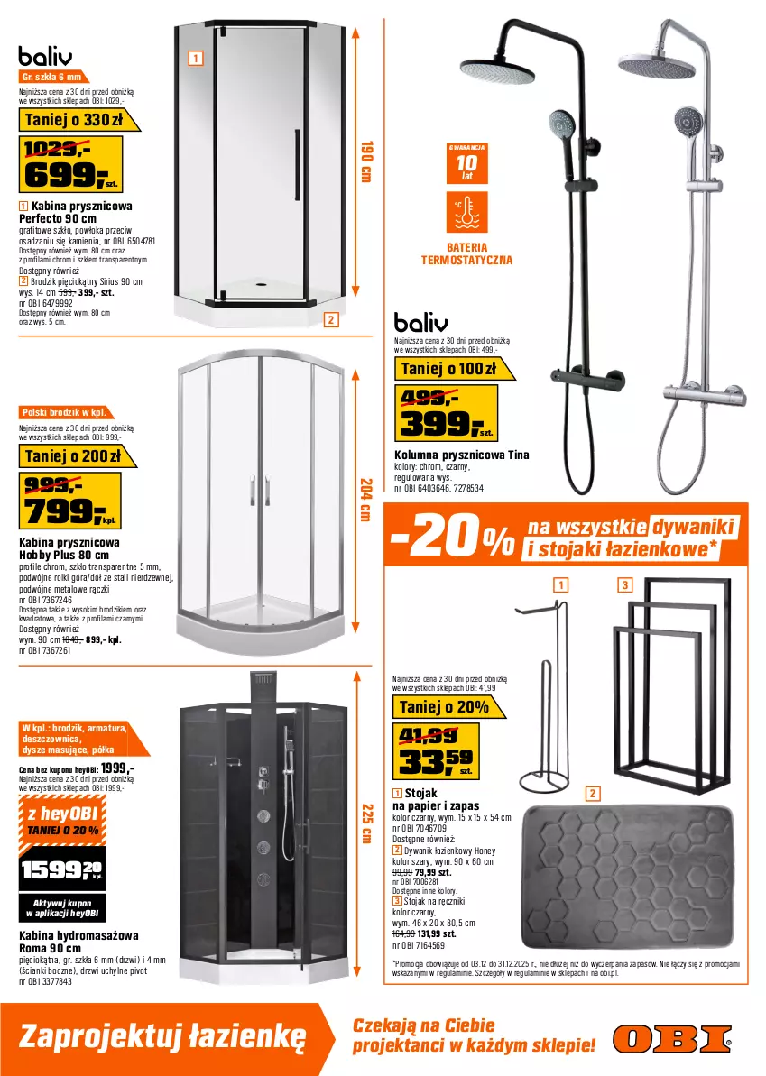 Gazetka promocyjna Obi - Gazetka OBI - ważna 03.12 do 31.12.2025 - strona 13 - produkty: Bateria, Bateria kuchenna, Bateria prysznicowa, Bateria umywalkowa, Bateria wannowa, Brodzik, Deska sedesowa, Deska wolnoopadająca, Drzwi, Dywan, Dywanik, Dywanik łazienkowy, Gra, Grohe, Hobby, Kabina prysznicowa, Kompakt WC, Miska, Papier, Półka, Ręcznik, Rolki, Sok, Stojak, Termos, Top, Tran