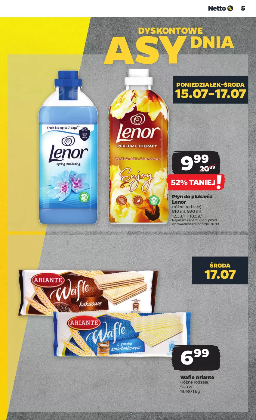 Gazetka promocyjna Netto - Artykuły spożywcze - ważna 15.07 do 20.07.2024 - strona 5 - produkty: Lenor, Płyn do płukania, Wafle